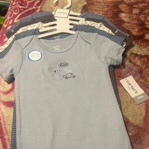 Carter's Gray and Blue Short Sleeve ONESIE - 5 Pack